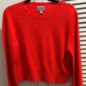 J. Crew Cashmere Red Crew Neck Sweater Cropped